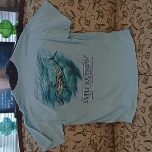 Simply Southern Women's Tshirt Size XL Blue fish Trout New